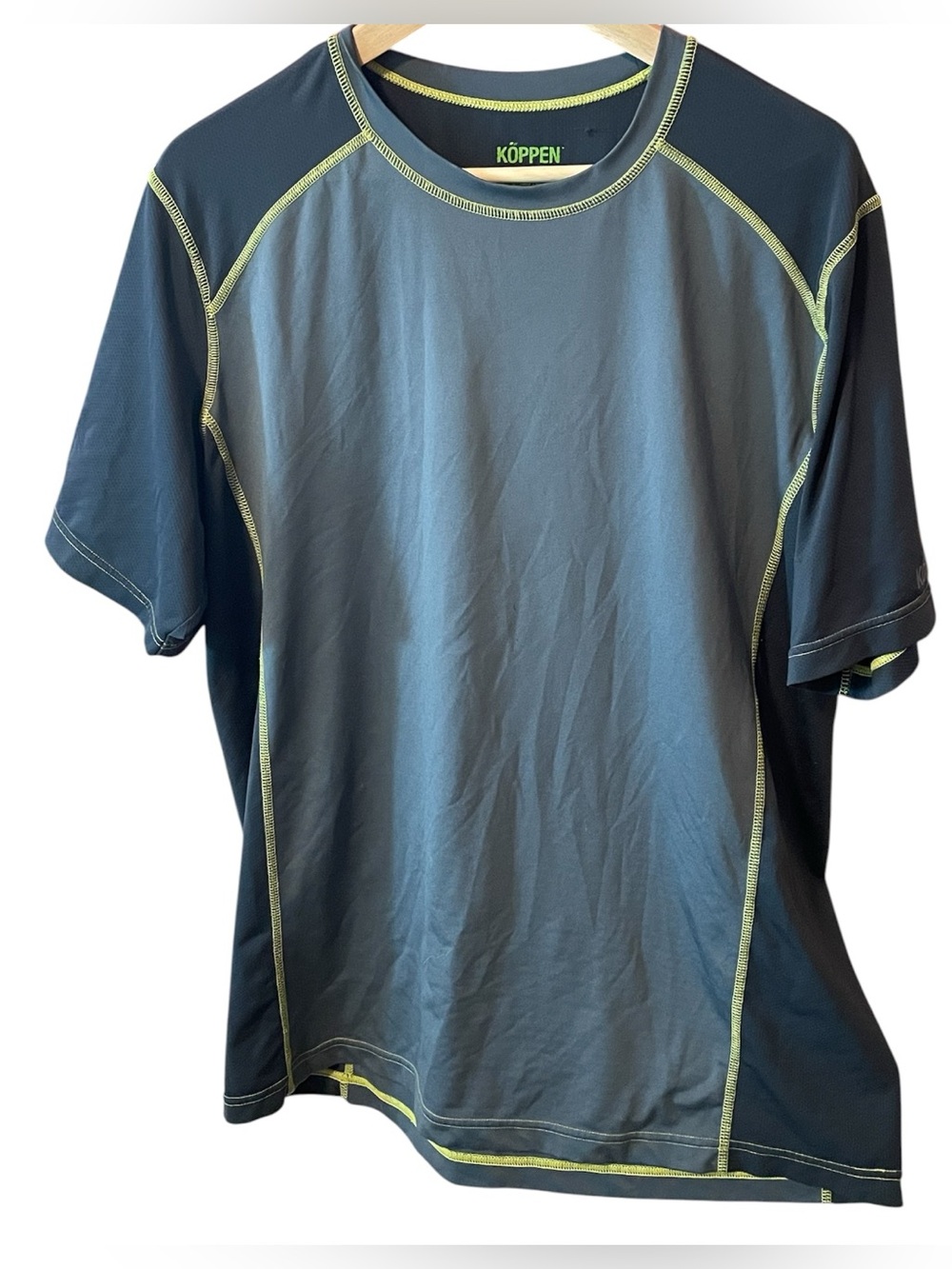 Koppen Men's Short Sleeve Performance Shirt - Slate Gray with Lime Stitching